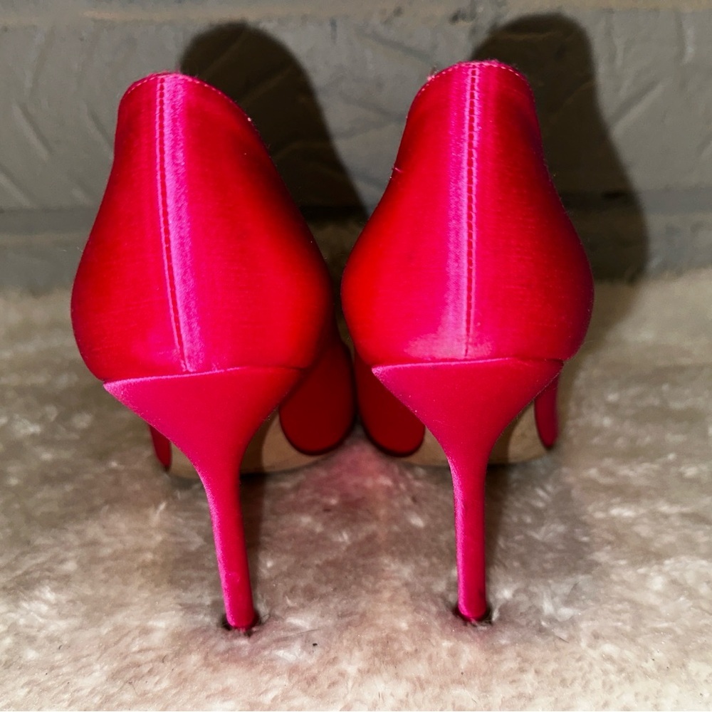 Manolo Blahnik Hangisi 105mm Embellished Pink Satin Pump Size 37 - Picture 8 of 12